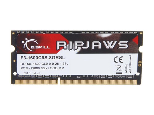 G.SKILL Ripjaws Series 8GB 204-Pin DDR3 SO-DIMM DDR3L 1600 (PC3L 12800) Laptop - Afbeelding 2 van 3