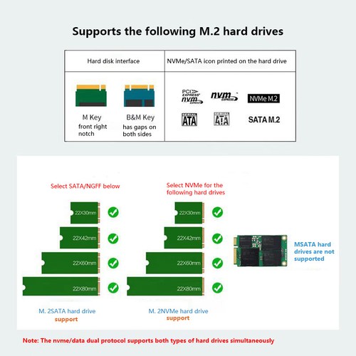 M.2 NVME PCIe /NGFF SATA /Dual Protocol SSD USB Type C 10Gbps M2 Hard Disk Box - Photo 7/15