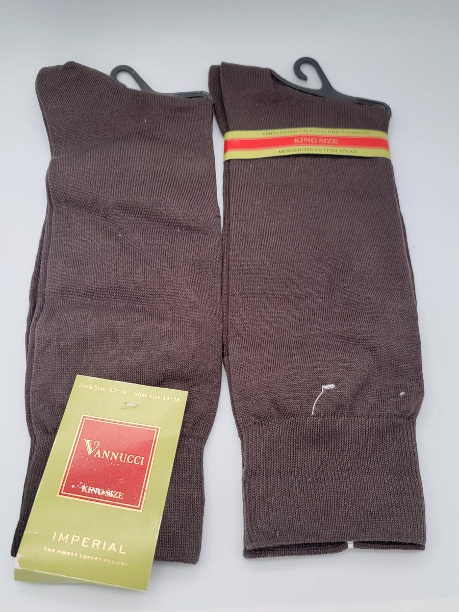 Vannucci Designer Dress Socks Mens.KING SIZE-BROWN- QTY:2