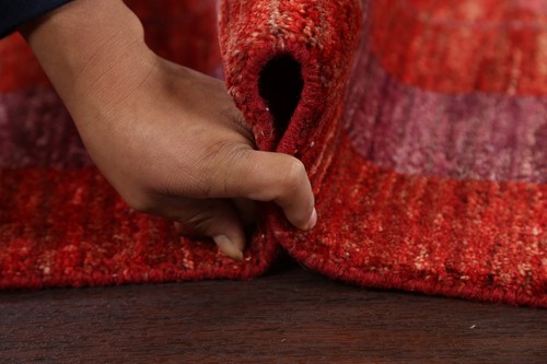 Red Geometric Gabbeh Oriental Rug 3x5 Hand-knotted Wool Decorative Carpet - Picture 15 of 17
