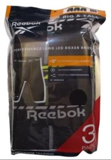 3 REEBOK LONG LEG 2X 3X 4X BLACK GRAY RED BLUE PERFORMANCE TRAINING BOXER BRIEFS