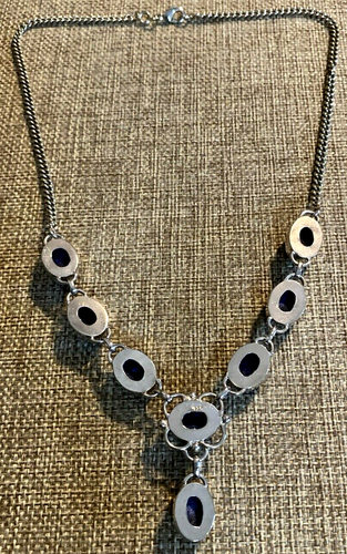 Vintage Blue Lapis Sterling Silver Drop Necklace 19-1/2" - Picture 14 of 15