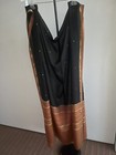 New RITU KUMAR Style Black Rust Pure Gold Zari 100% Silk Wrap Dupatta Shawl 94" — photo 10