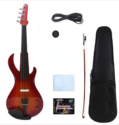 16inch 4 Strings Electric Viola Solid Wood Ebony Fittings Case Bow Guitar Shape
