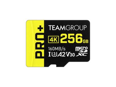 Team Group 256GB PRO+ microSDHC UHS-I/U3 Class 10 Memory Card with Adapter