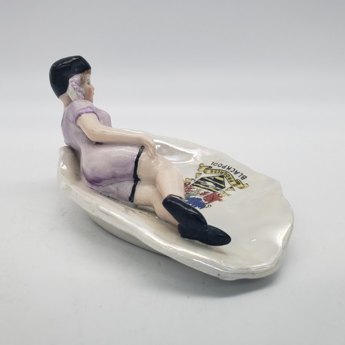 Art Deco German Style Art Nouveau Style Beauty Figurine on Shell Trinket Dish - Picture 4 of 17