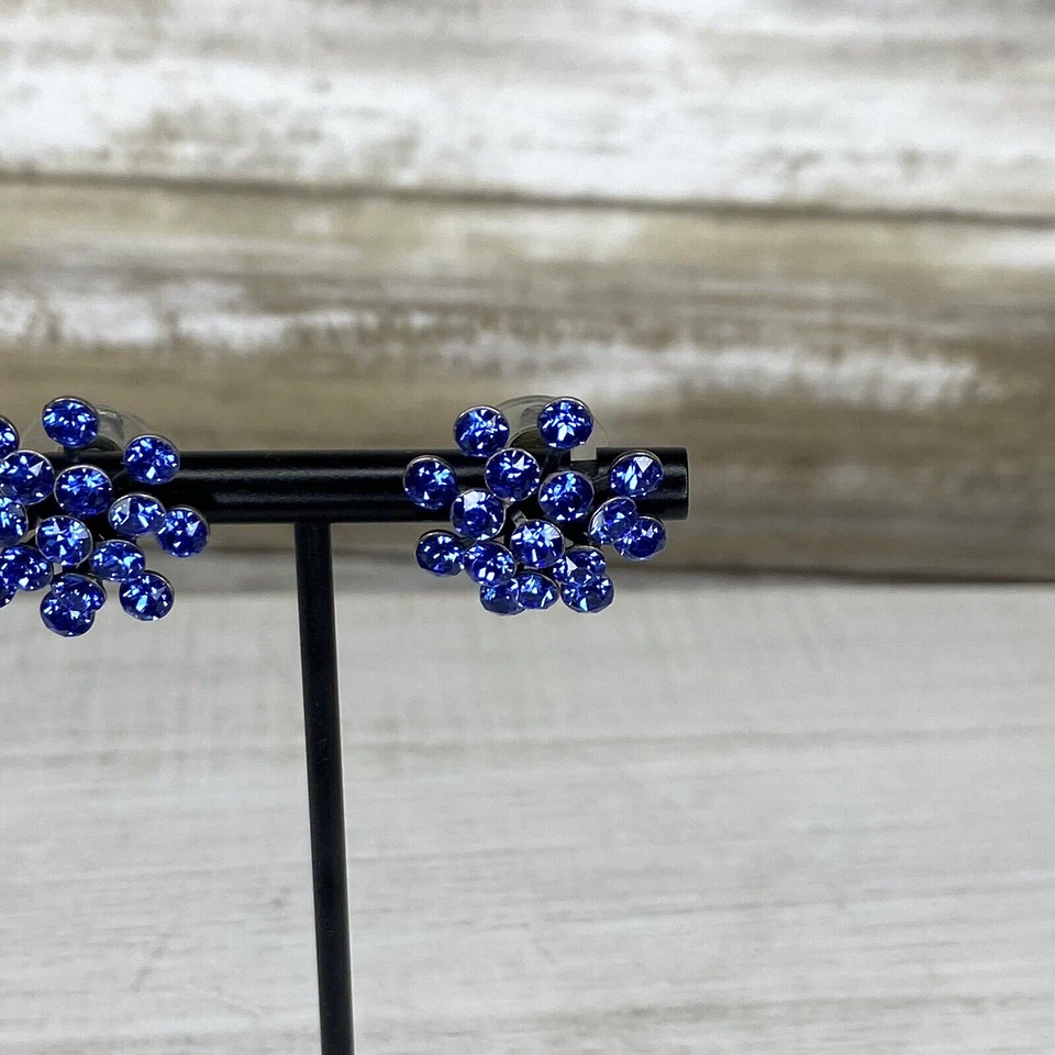 Pendientes vintage Konplott de Miranda KO piedras de color azul bronce antiguo Foto 3 de 4