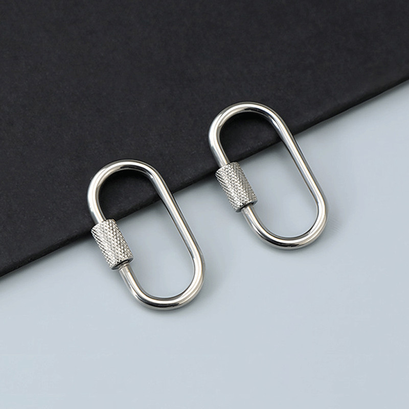 2pcs Mini Climbing Stainless Steel Screw Carabiner Lock Clasp Keychain Clip Hook