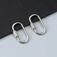 2pcs Mini Stainless Steel Screw Carabiner Lock Clasp EDC Keychain Clip Hook Gift