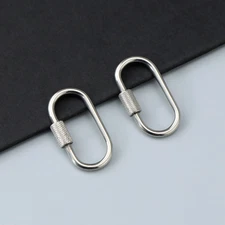 2pcs Mini Climbing Stainless Steel Screw Carabiner Lock Clasp Keychain Clip Hook