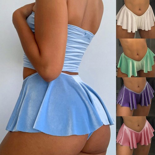 Sexy Women Pleated Mini Skirt Short Micro Sleep Short Dress Cosplay Club Costume - Picture 1 of 37