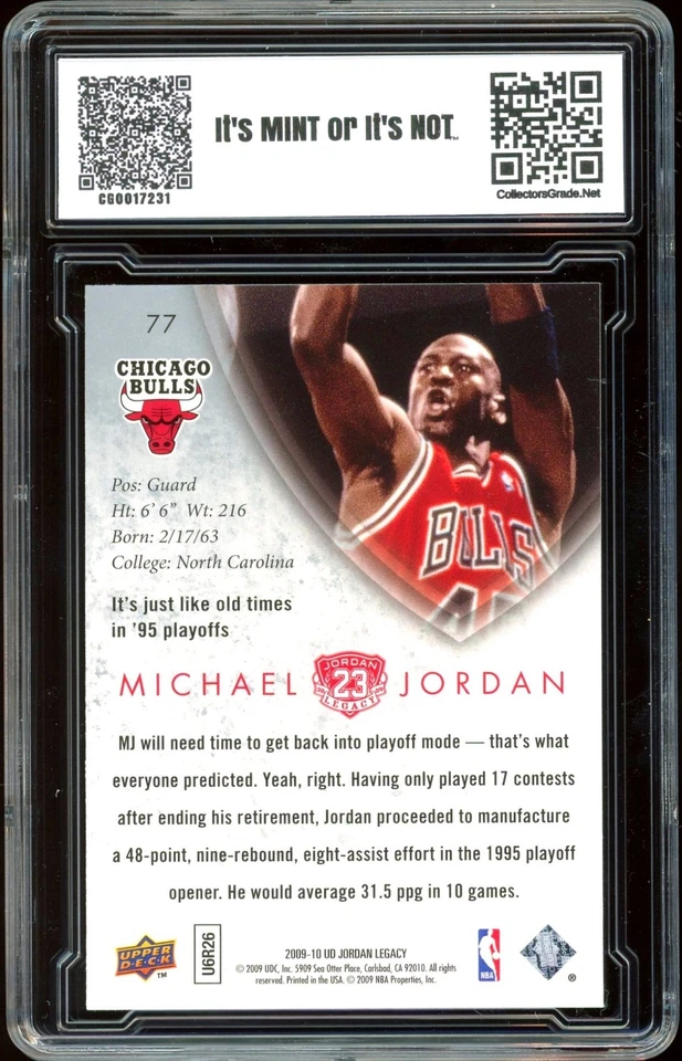 2009 Upper Deck Legacy Collection GOLD #77 Michael Jordan GRADED CG 10 PRISTINE - Image 2 of 2