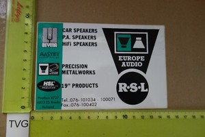 Alter Aufkleber HiFi Audio Tuning Tape TV AutoRadio Lautsprecher RSL Breda NL