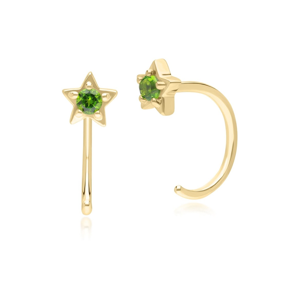 Modern Classic Chrome Diopside Pull Through Hoop Earrings in 9ct