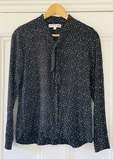 Ines de la Fressange X Uniqlo Womens Black Stars Print Neck Tie Blouse XS UK 6-8