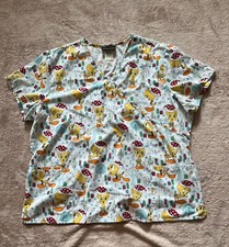 Looney Tunes Tweety Christmas Holiday Scrubs Women's White Top Sz 2X