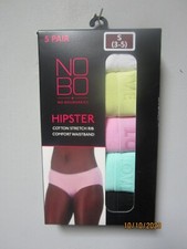 No Boundaries Women 5-Pr Cotton Stretch Rib Solid Hipster Underwear Size S 3-5 