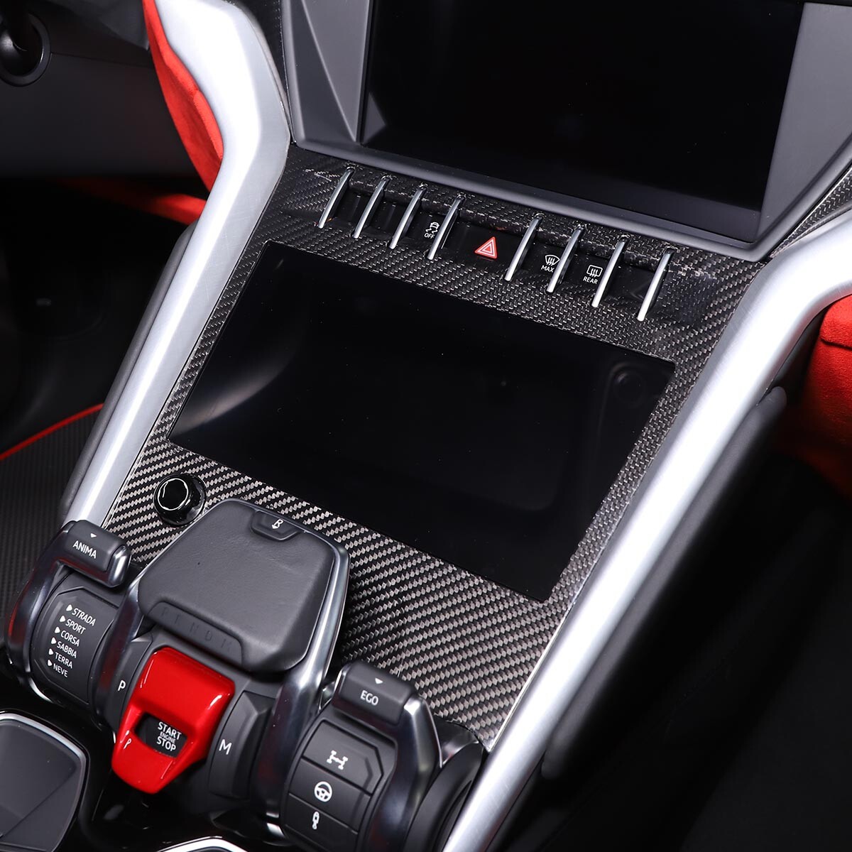 Dry Carbon Center Control Air Condition Panel Trim For Lamborghini URUS 2018-21