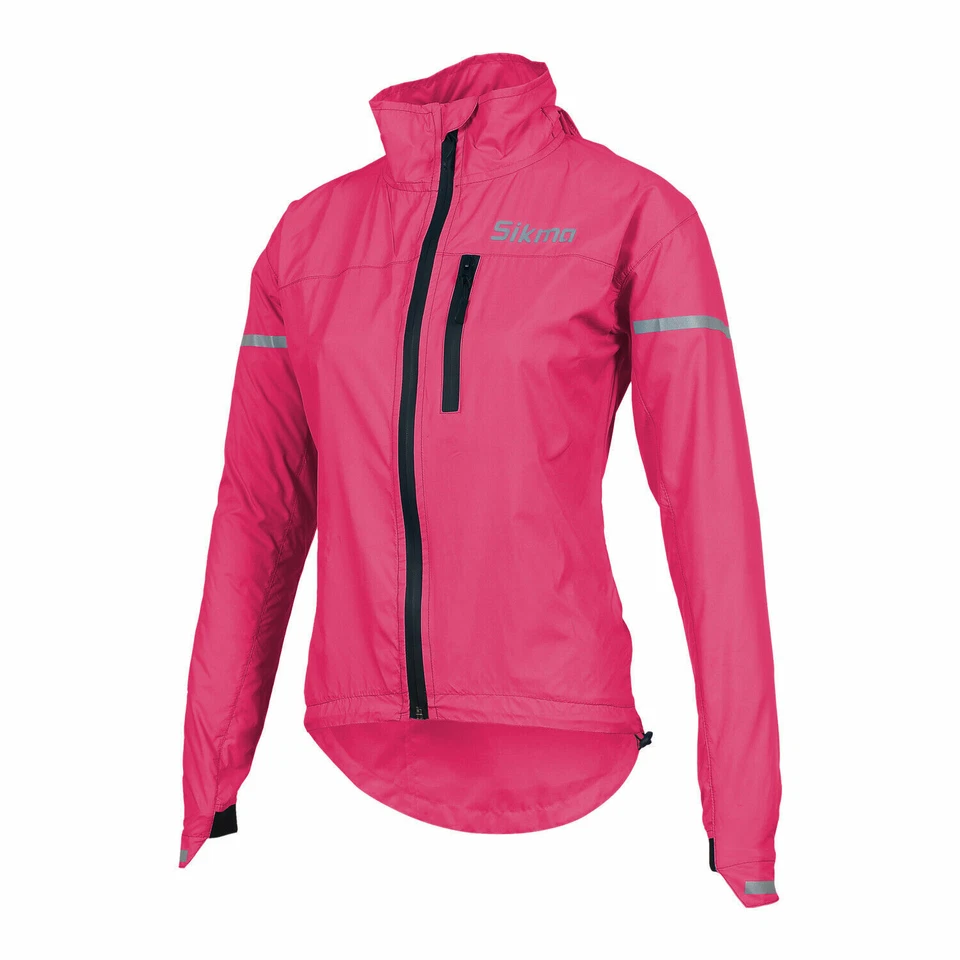 Women cycling Jacket HOODED Ladies waterproof high viz Wind Breaker running top - Image 4 of 4