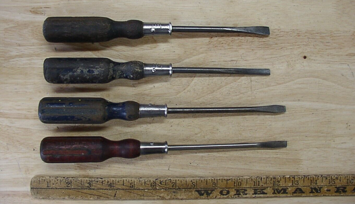 4 Vntg Stanley Wood Hndl Screwdrivers,10-11/16"-1-3/4",Incl. {3} Hurwood No. 20 - Picture 2 of 18