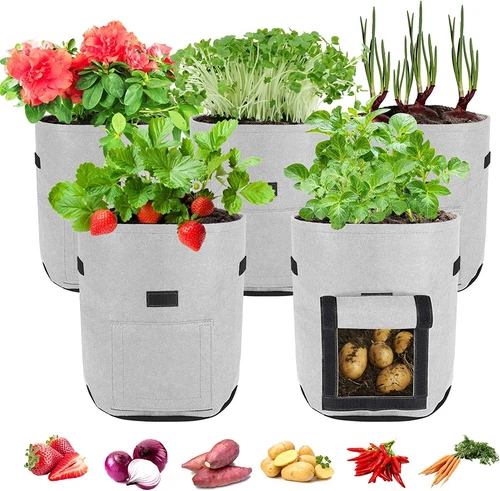 5-10PCS Garden Vegetable Potato Planting Bags 7 Gallon Non Woven Fabric Pot US - Picture 18 of 24
