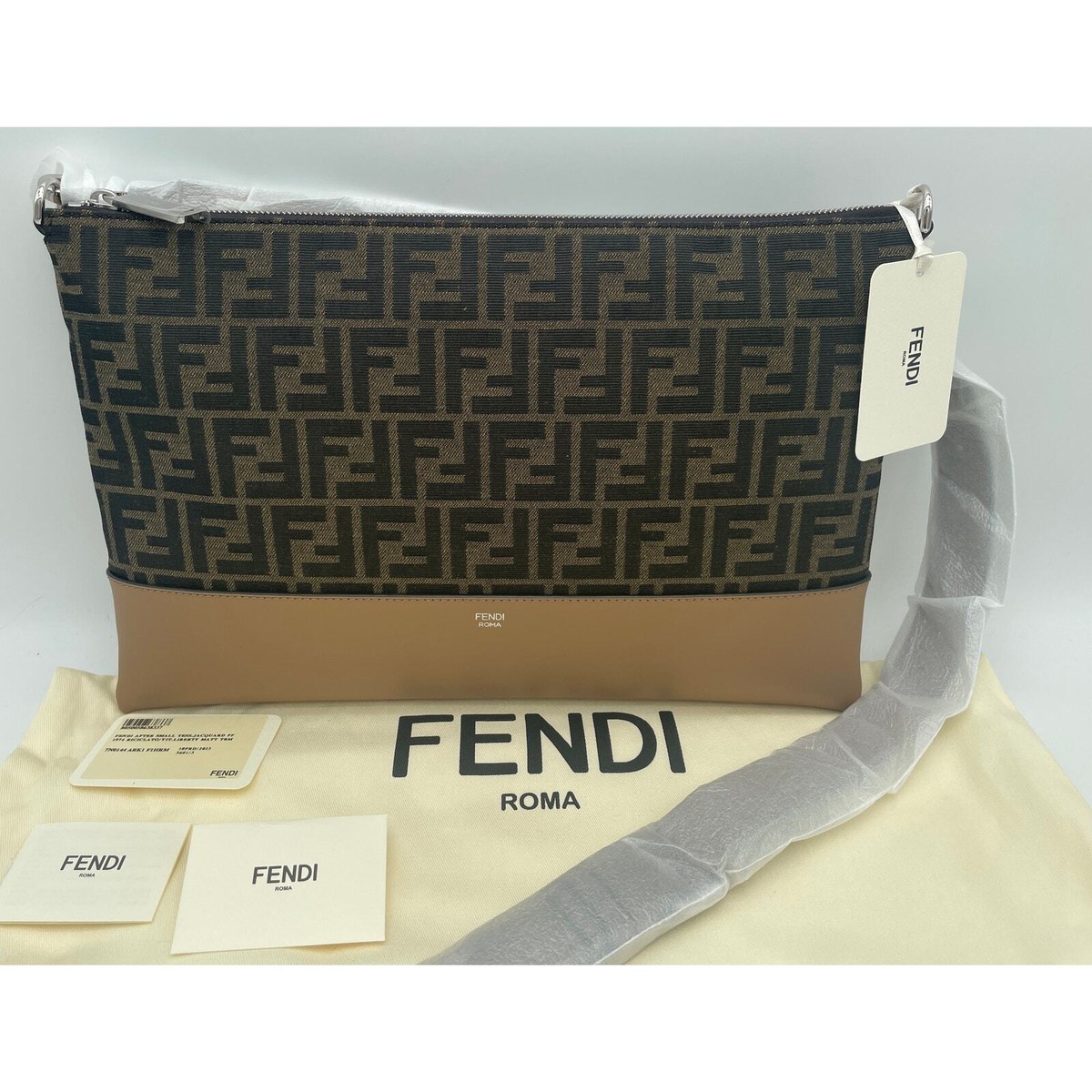 NEW FENDI FF LOGO ZIP CLUTCH SHOULDER BAG NWT! | eBay