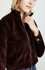 $249 Nwt Dl1961 Szl Clyde Classic Velveteen Zip Trucker Jacket Manor Burgundy