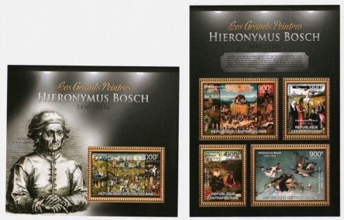 Afryka Środkowa 2013 Zestaw 2 arkuszy znaczków Hieronim Bosch Painter MNH #13415 - Zdjęcie 1 z 1