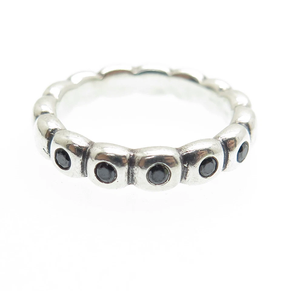 Anillo de espinela negra real de plata de ley 925 Pandora talla 7,25 Foto 3 de 4