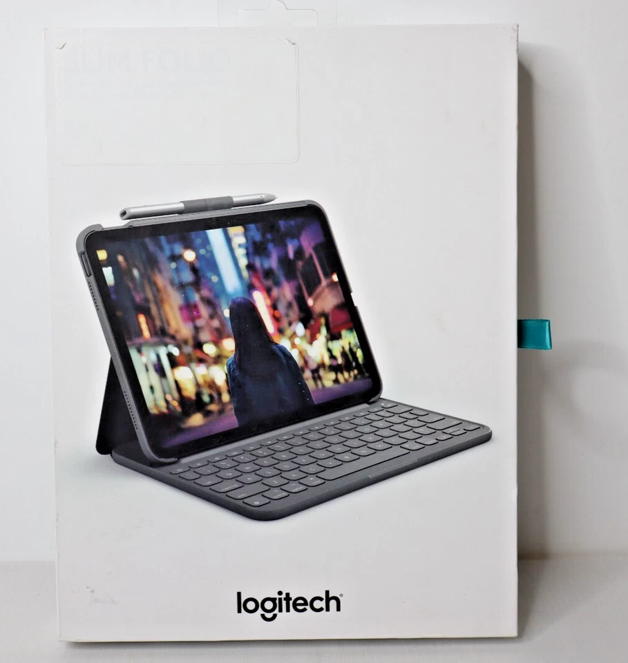 Logitech Slim Folio 10.9 Apple iPad 10th Gen Carrying Case Oxford Gray - Image 2 of 4