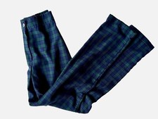Nasty Gal Collection Plaid Trousers Pants Sz 4 Cuffed Ankle High Waist Green EUC