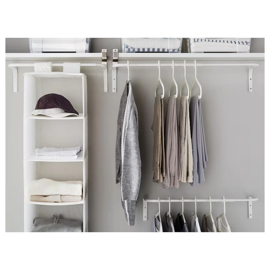 2x IKEA Wall Mounted Clothes Rail Adjustable Bar Hanging Rack