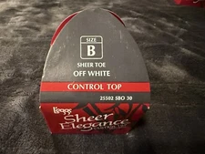 VINTAGE LEGGS SHEER ELEGANCE CONTROL TOP OFF WHITE B 1 PAIR PANTYHOSE