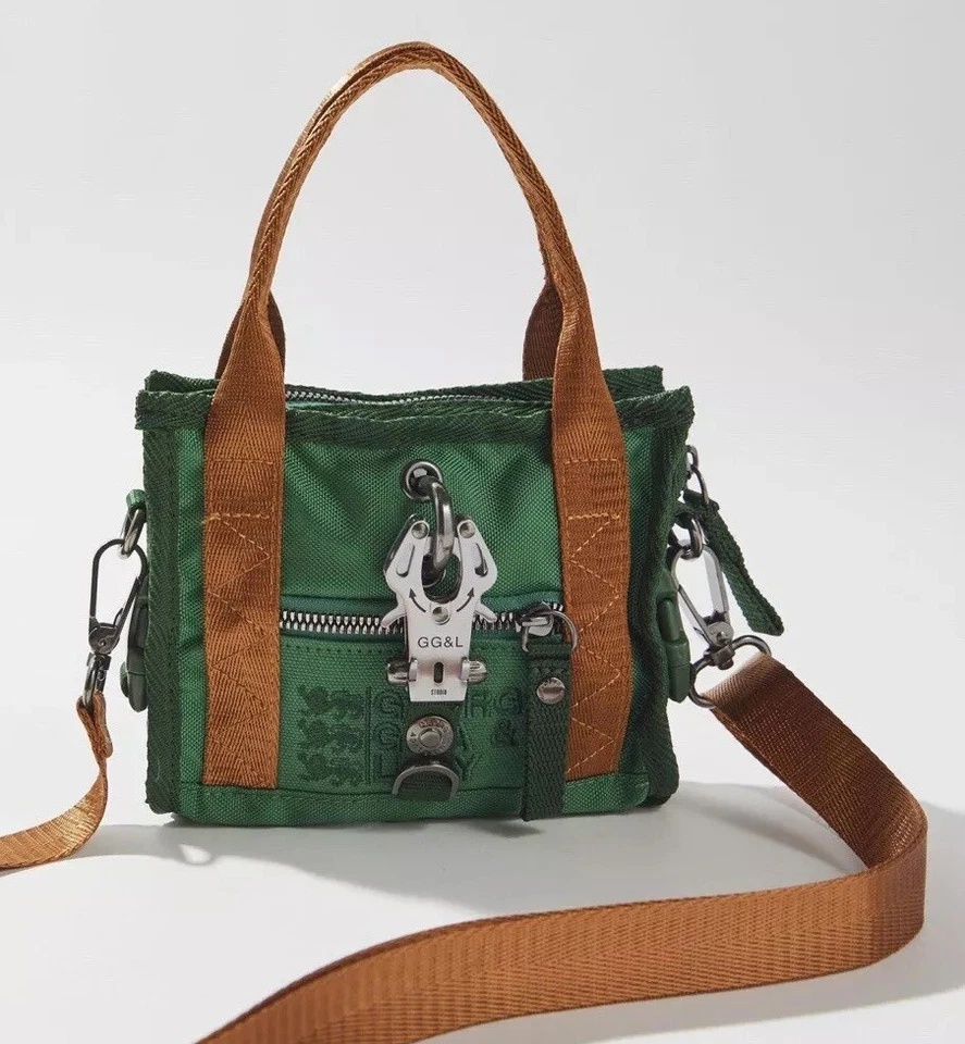 Bolso de Mano George Gina & Lucy Pequeño YV1 Verde + Naranja con Correa para el Hombro Nuevo con Etiquetas $128