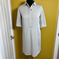 Warehouse Light Grey Short Sleeve Shirt Dress - Size UK 8 - Work Summer Utility