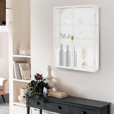 Kitchen & Bathroom Haze Double Glass Door Wall Cabinet With Detachable Shelves