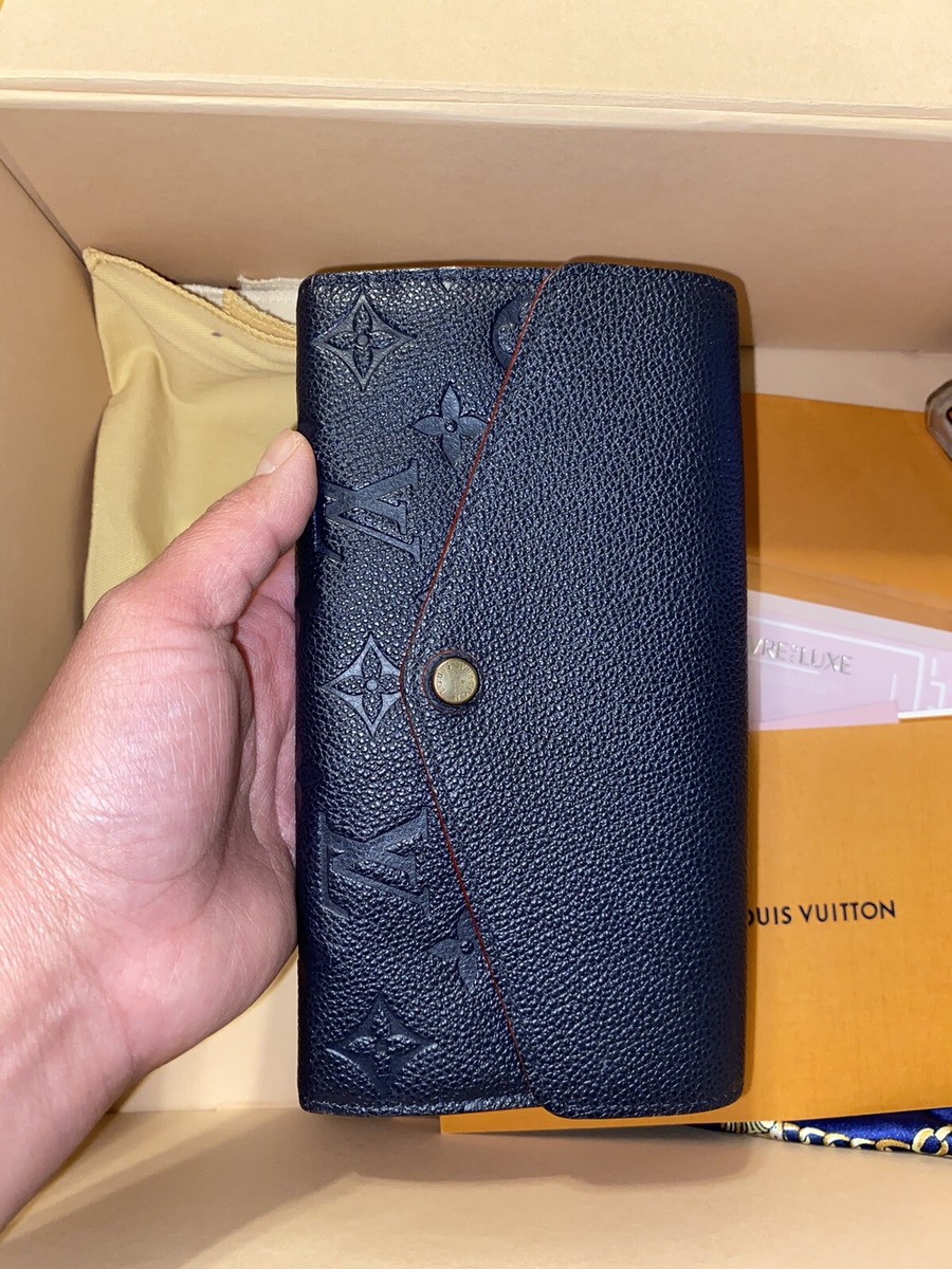 Authentic Louis Vuitton Monogram Sarah Wallet In Marine Rouge