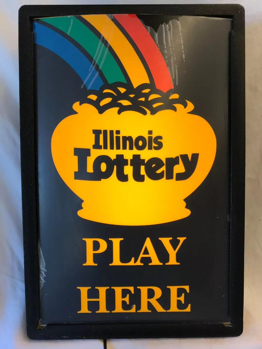 Illinois Lottery Lighted Retail Sign Plastic Case 8 Foot Cord Working Vintage