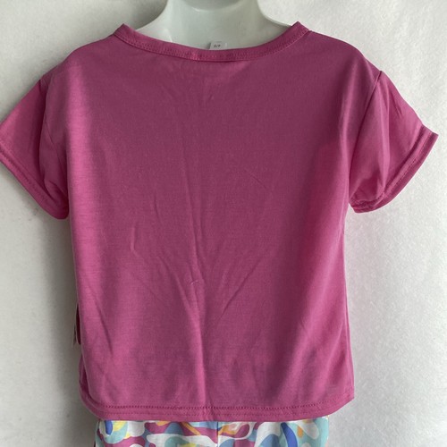 Girl's Bmagical 2-pc Pink Tropicool Pajama Set Size 4/5 Shorts & Tee Rainbows - Picture 8 of 13