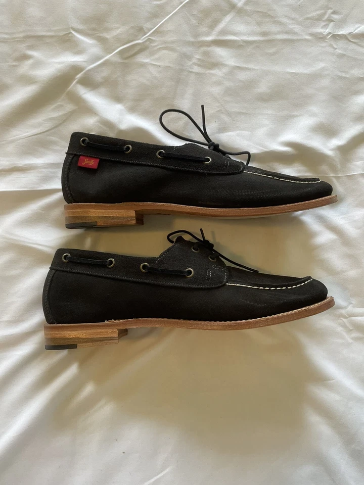 Zapatos mocasín Gorilla brutalmente fuertes de gamuza negra con cordones talla 10,5 M Foto 3 de 4