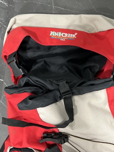 Pine Creek USA Camper Pack Hiking Backpack Red/Beige 28”x16”x9” good condition - Picture 5 of 5