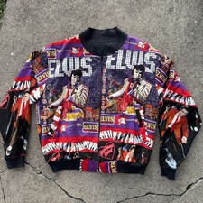 Elvis Presley Vtg 80's Rare All Over Print Bomber Tour Concert Jacket Unisex