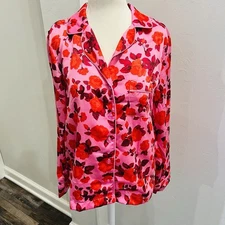 Loft Womens Size Small Pajamas Satin Notch Collar Shirt Pants Set Rose Blush
