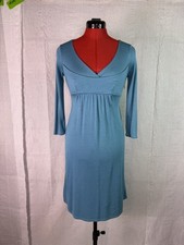 Ann Taylor Petite 0P Aqua Blue Dress 3/4 Sleeve Rayon Summer Party C766