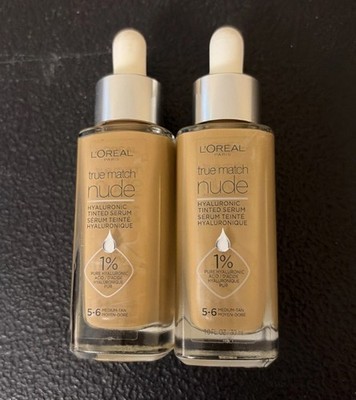 2 PACK L'Oreal True Match Nude Hyaluronic Tint Serum Foundation 5-6 Medium-tan