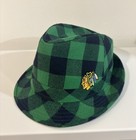 Chicago Blackhawks ST PATRICK'S DAY Fedora Hat Green Plaid Adult Mens Womens NEW — photo 1