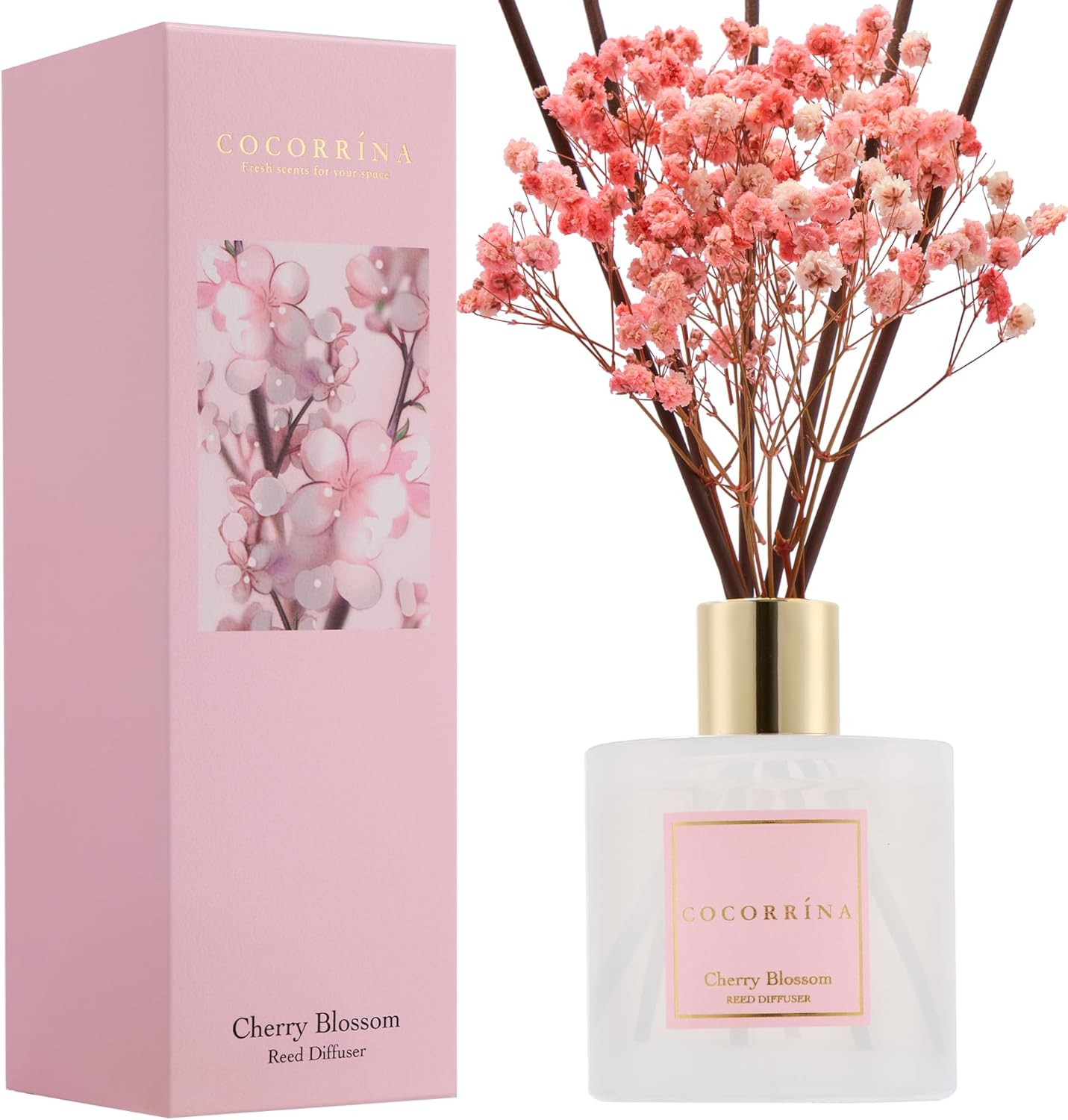 Reed Diffuser - Cherry Blossom 6.7 Fl.Oz Reed Diffuser Set with Sticks & Preserv-image
