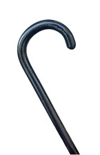 Painted Lacquered Black Wood Shaft Metal Bottom Tip Crook Walking Stick Cane 35  