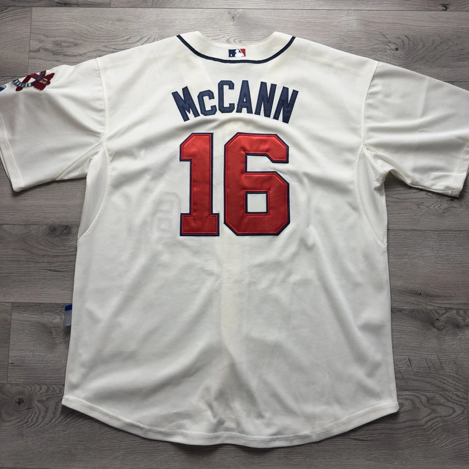 Camiseta deportiva vintage blanca majestuosa MLB Atlanta Braves Brian McCann 16 talla 52 2XL Foto 4 de 4