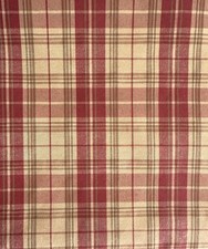 Rustic Red / Khaki Tan Plaid Drapery / Upholstery Fabric 1.33yds 48  x58  